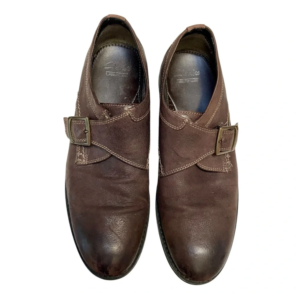 Clarks Brown Leather Delsin Stride Monk Strap Loafer Men’s Size 9.5M
